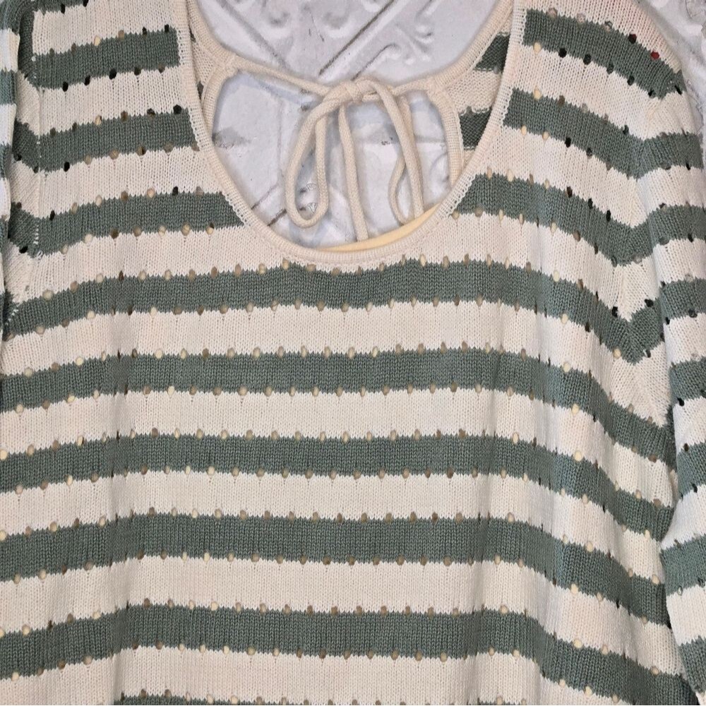 Women's Plus Striped Green Bay Sweater Dress Tie Back NWT Size 18/20 New - Picture 3 of 12